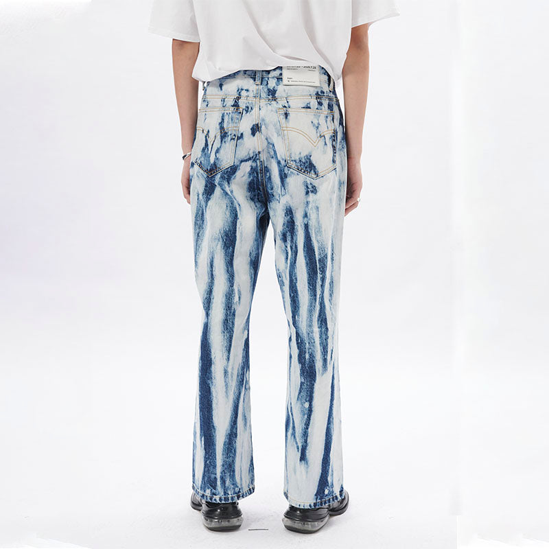 Hand-Heavy Washed Micro-Flare Jeans