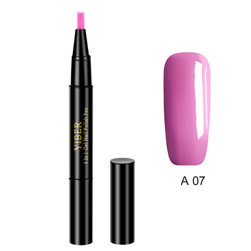 5pcs Nail Polish Pen 3 In 1 One Step Glue Pen Multicolor
