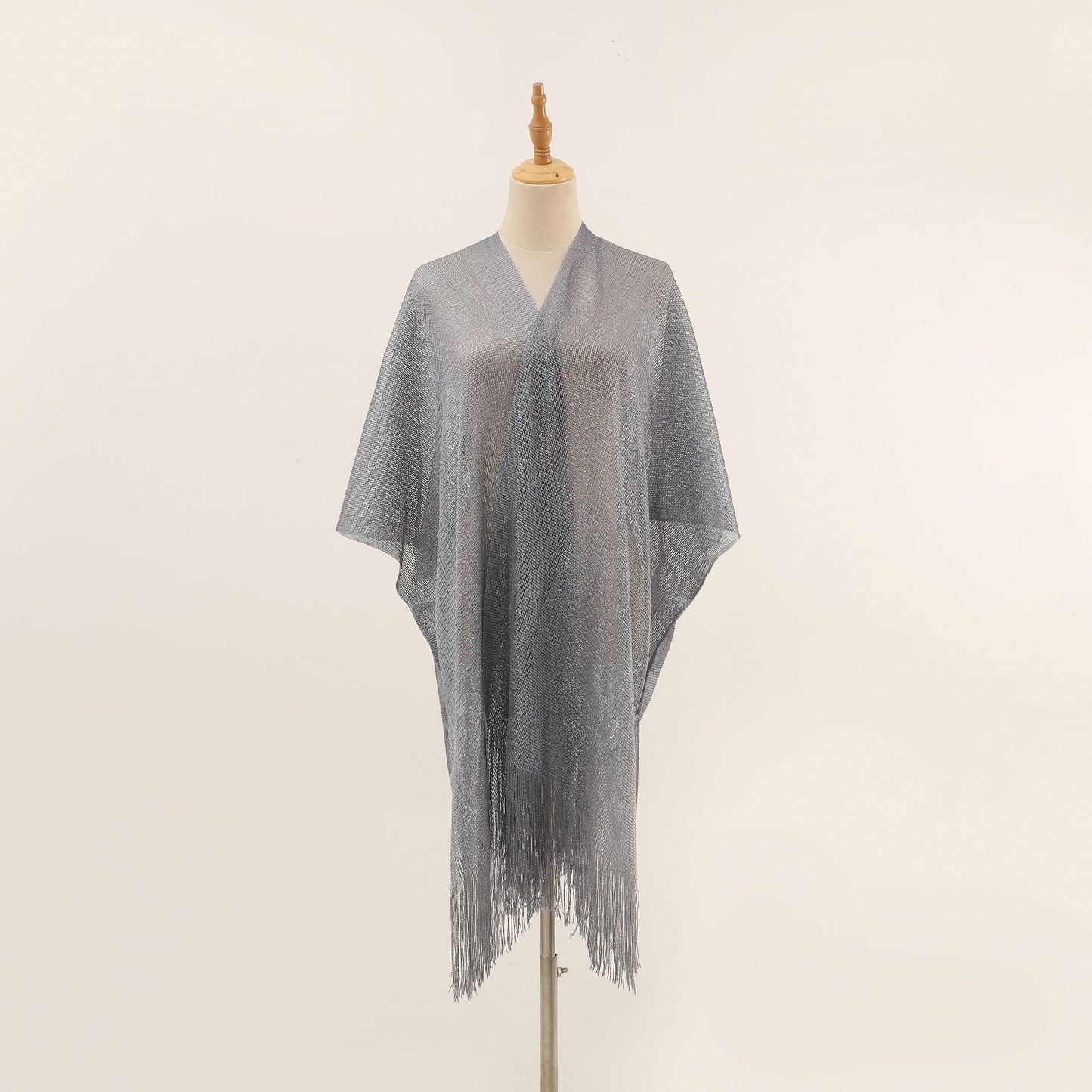 Flat Towel Shawl Gold And Silver Silk Slit Fashionable Beachwear Vacation Sun Protection Shirt