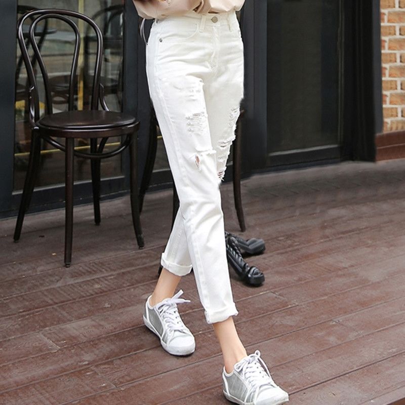 High waisted  jeans with holes