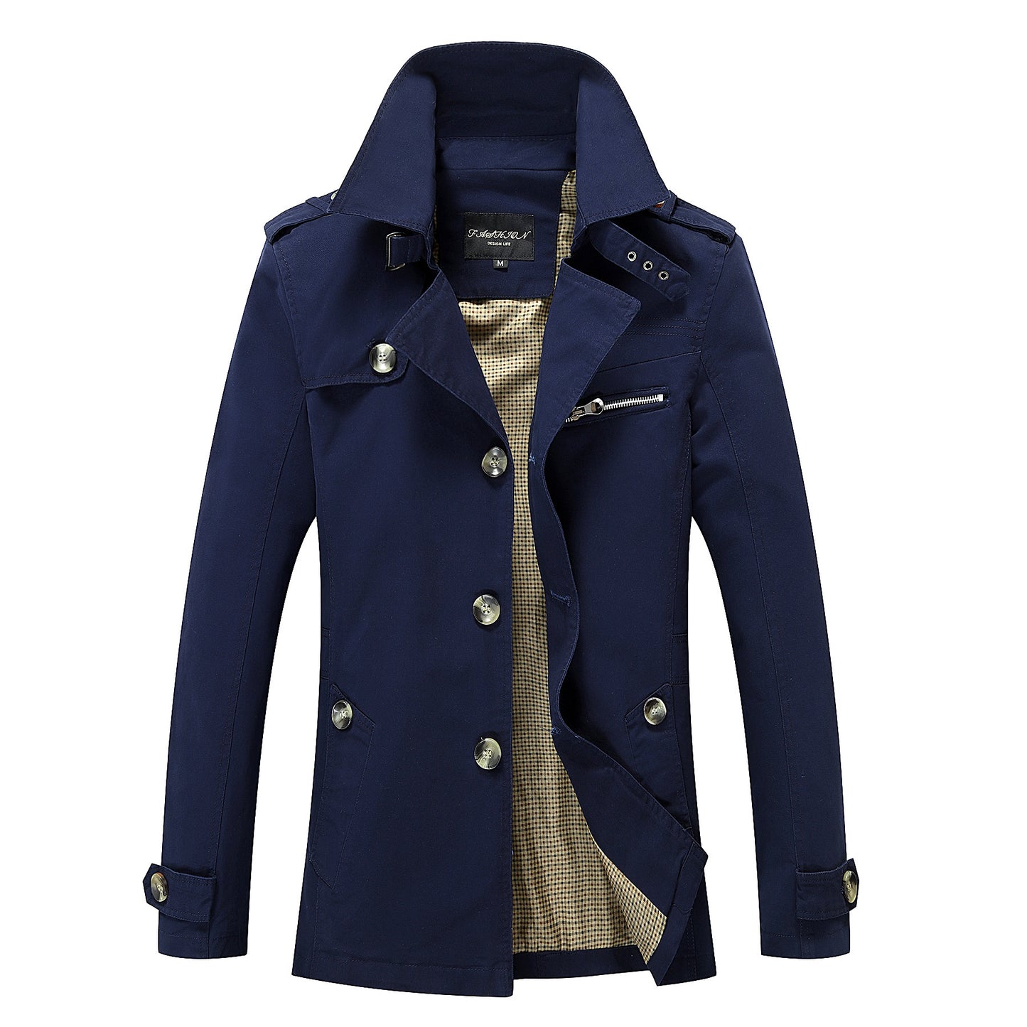 Herre Fritid Ensfarvet Trenchcoat