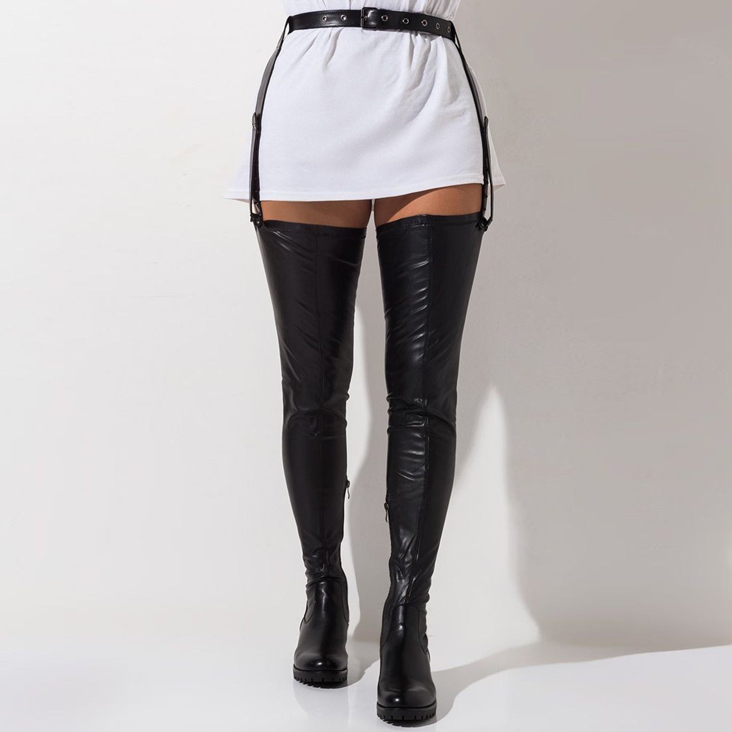 Womens Black Round-toe Over-the-knee Fashion Boots