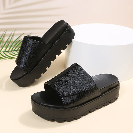 Women's Muffin Platform One Word Velcro Sandals