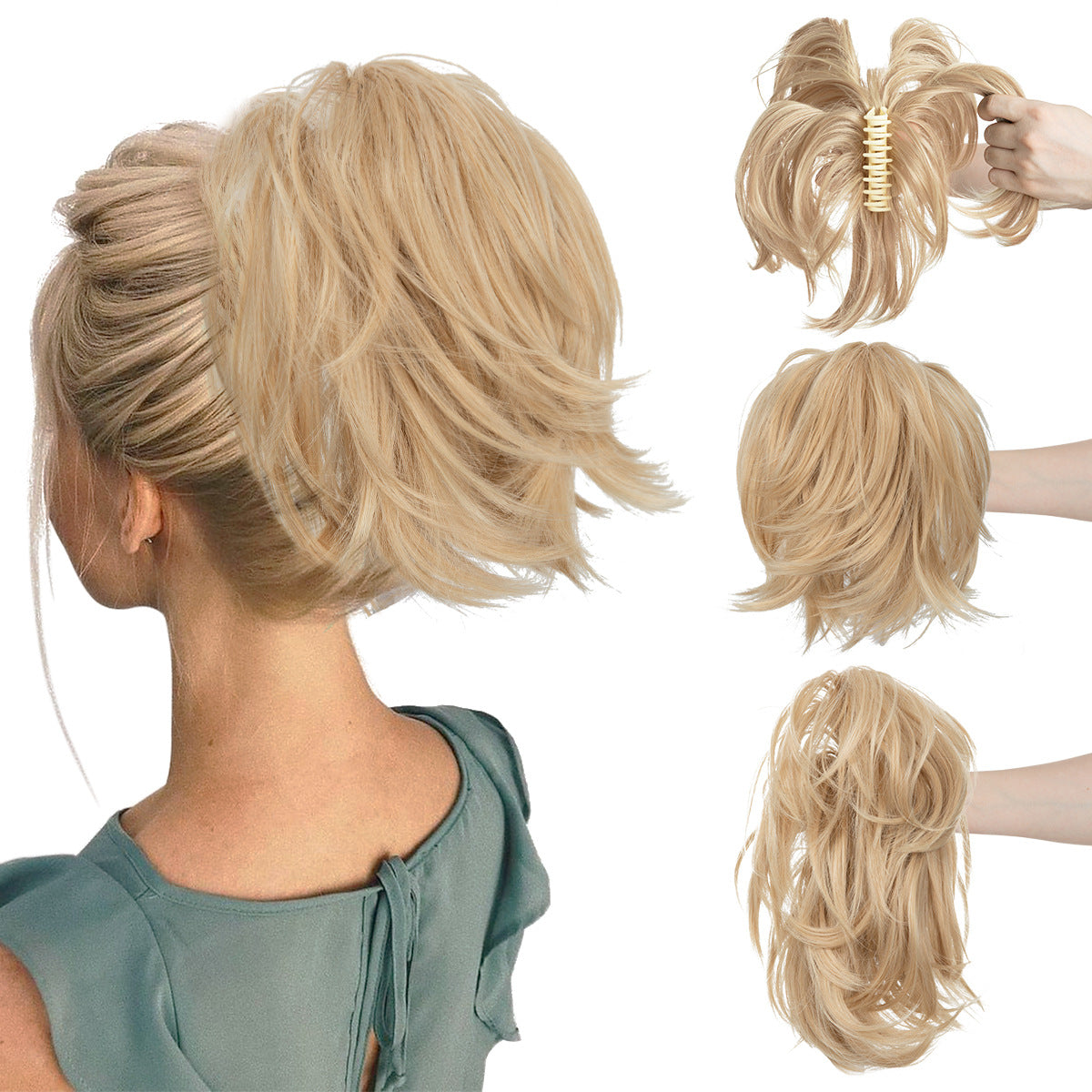 Wig Female Ponytail Short Grip Curly Hair