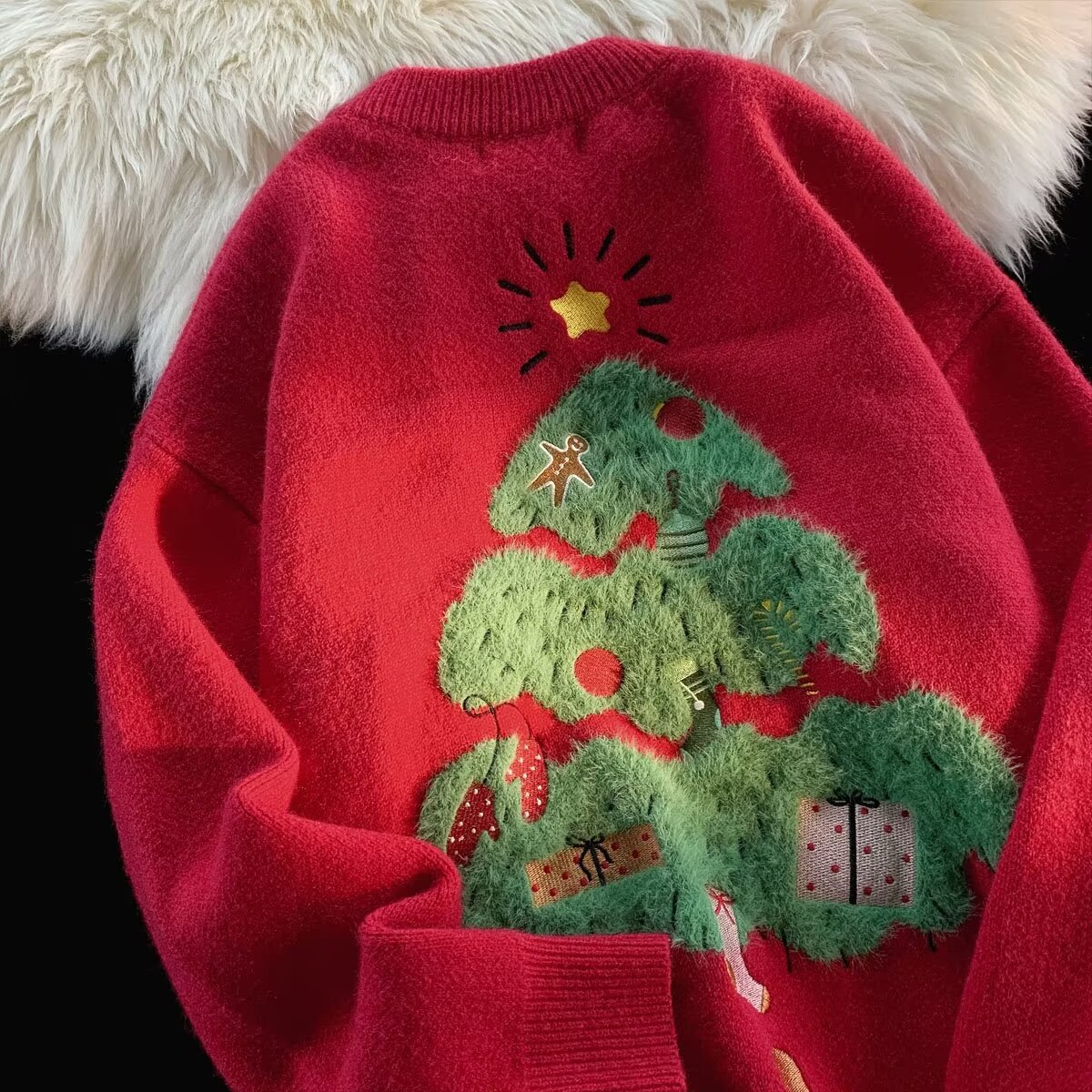 Jul design fornemmelse efterår og vinter løs par strik sweater