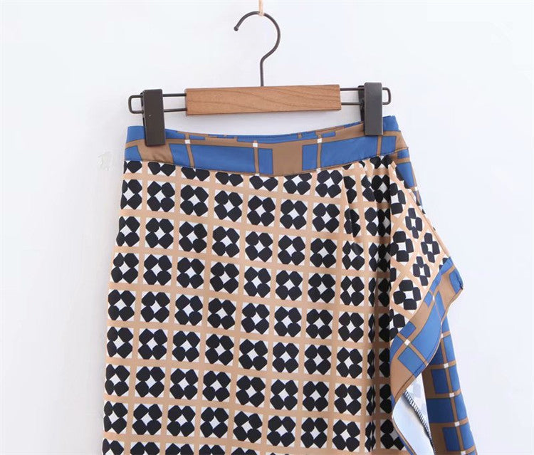 Patchwork wrap printed casual pants