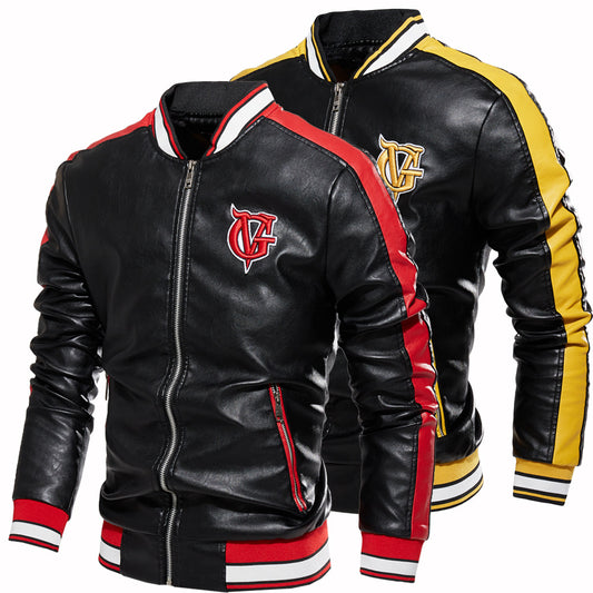 Men's pu coat British motorcycle leather jacket