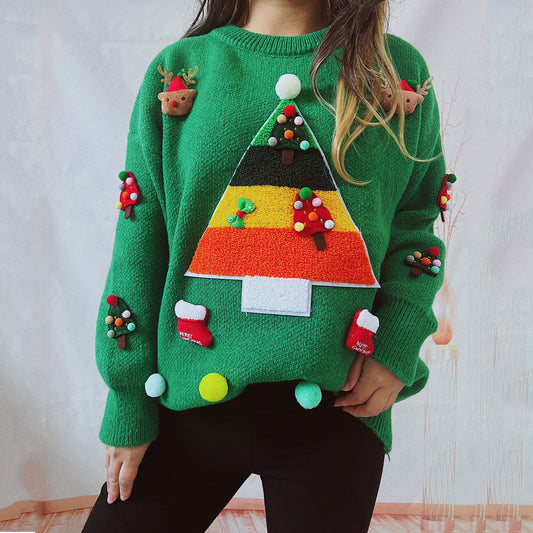 Autumn And Winter Long Sleeve Idle Style Round Neck Pullover Sweater