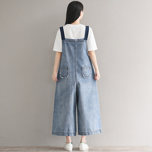 Loose denim overalls