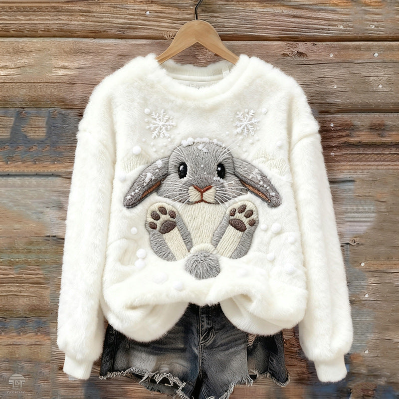 3D Digital Print Pattern Christmas Women's Flannel Sweatshirt