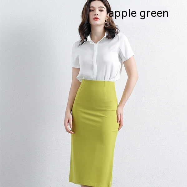 Black A- Line Skirt High Waist Slimming Knitted