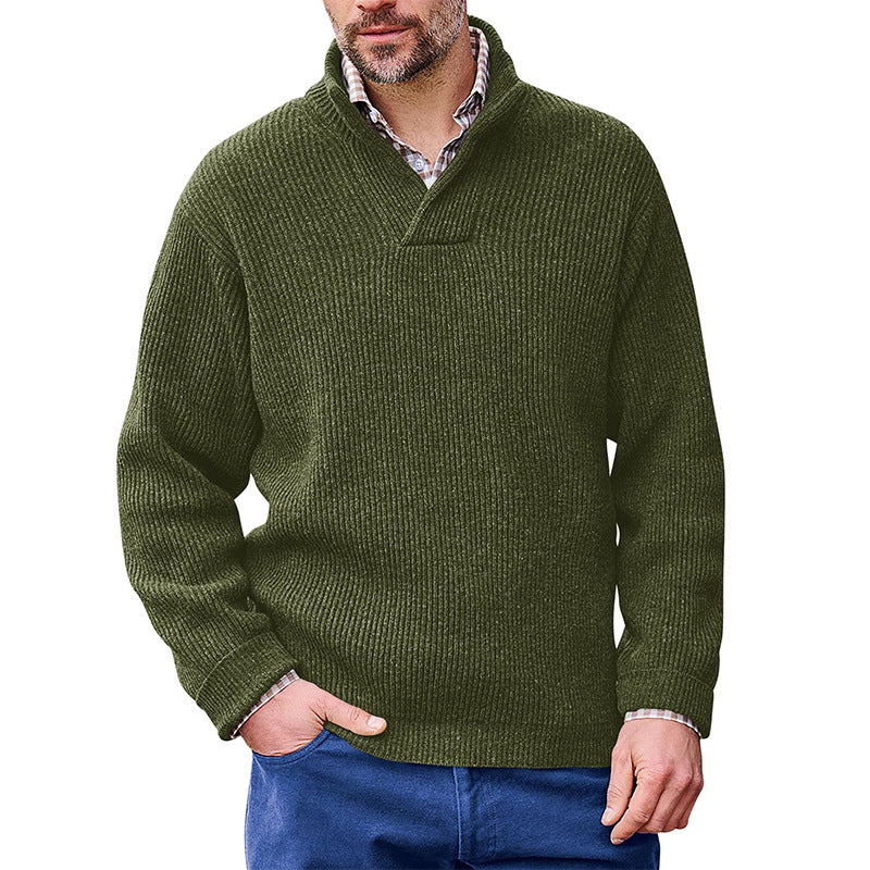 New Style Sweater Men's Solid Color High Collar Long Sleeve Sweater