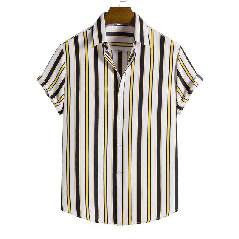 Men's Striped Fashionable Loose Short-Sleeve Shirt