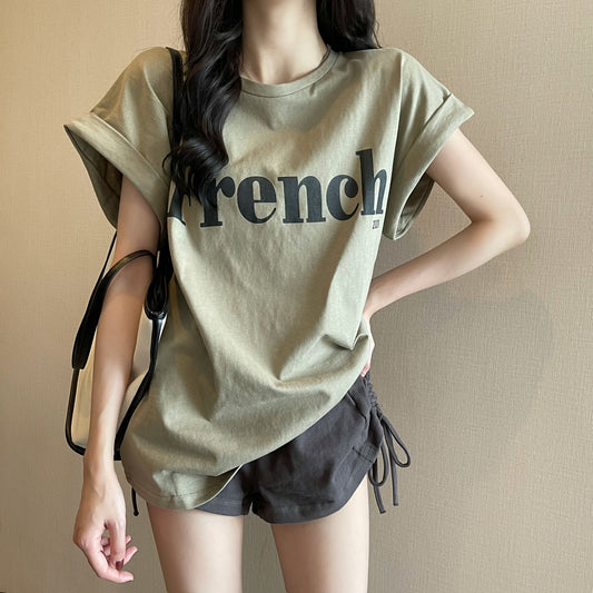 Off-shoulder Short-sleeved T-shirt Loose Women's Summer Top
