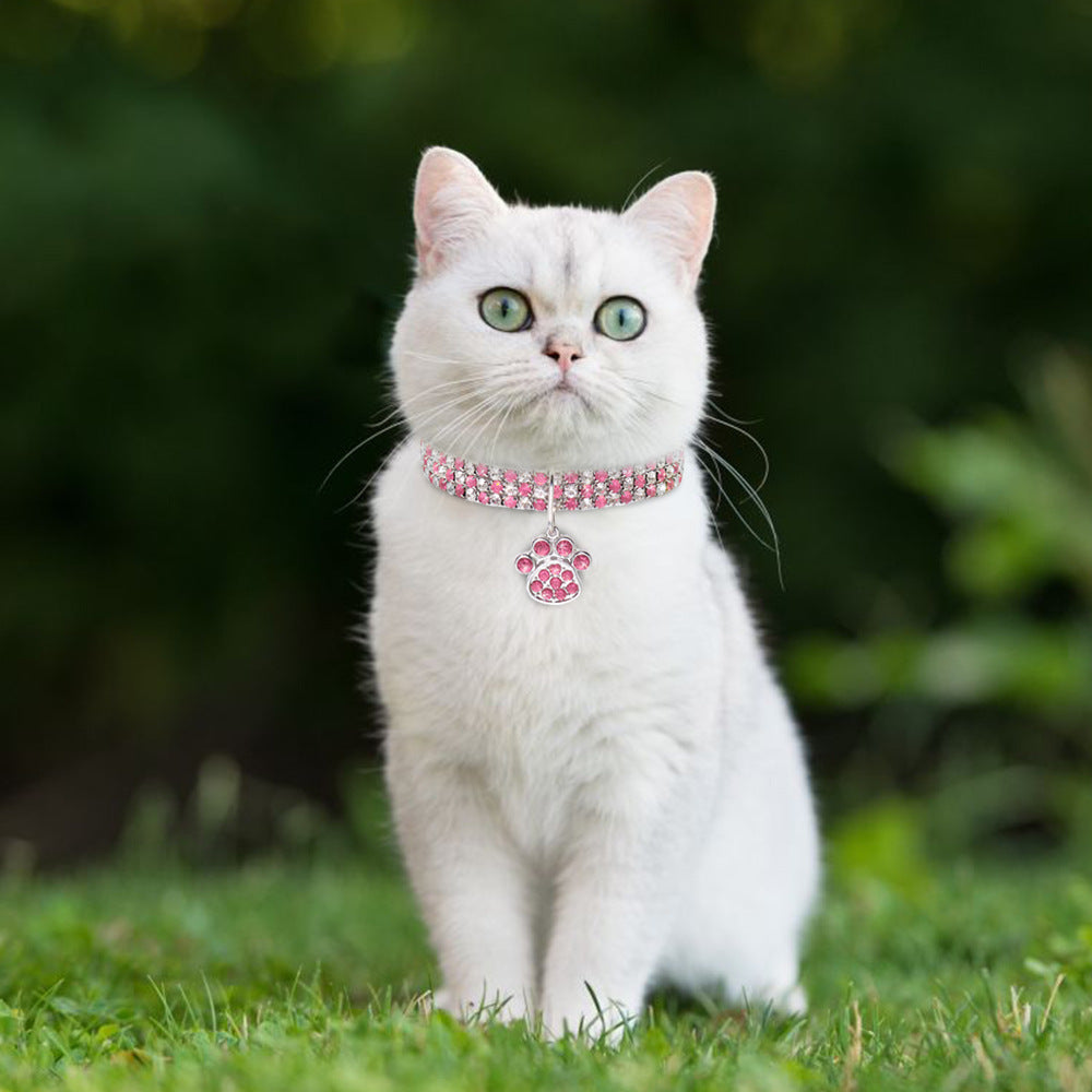 Halsbånd til kæledyr med diamanter, blandede farver til katte- og hundeforsyninger, kattekløer, elastisk katte- og hundehalskæde-smykke