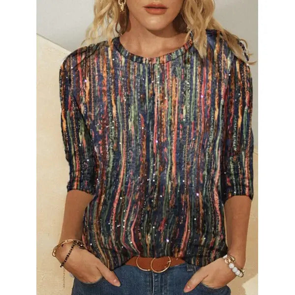 Loose Trendy Vintage Printed Round Neck T-shirt
