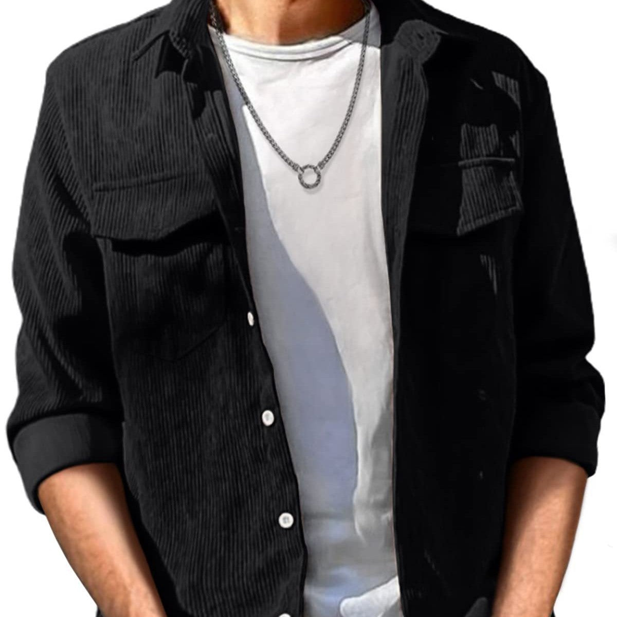 Solid Color Lapel Loose Long-sleeved Shirt