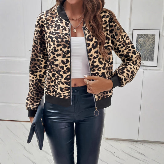 Leopardmønstret modejakke til kvinder