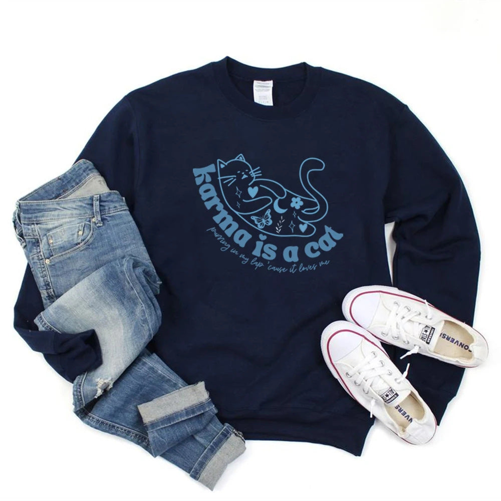 Retro sweatshirt til kvinder med rund hals