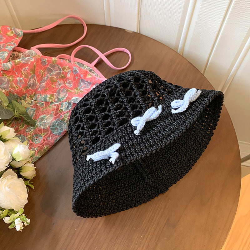 Spring Sweet Hollow Bow Straw Hat Women's Summer