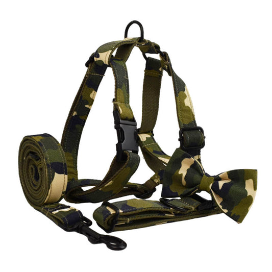 Dog Collar Hand Holding Rope Camouflage