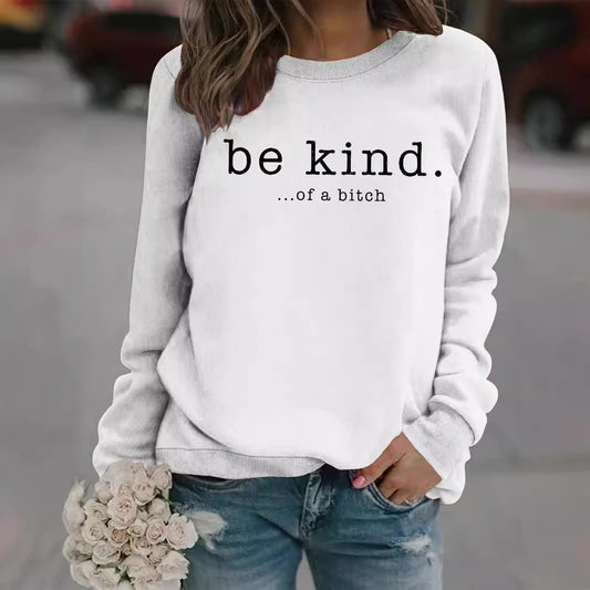 Ladies' Fashionable Round Neck Printed Hoodie