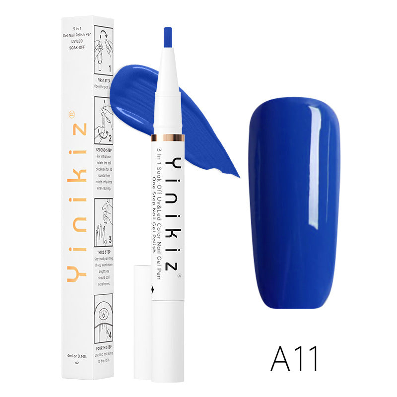 Et-Trins Neglelim Lazy Pen Hvid Tre-i-én UV Neglelak Praktisk Og Hurtig Begynder Manicure