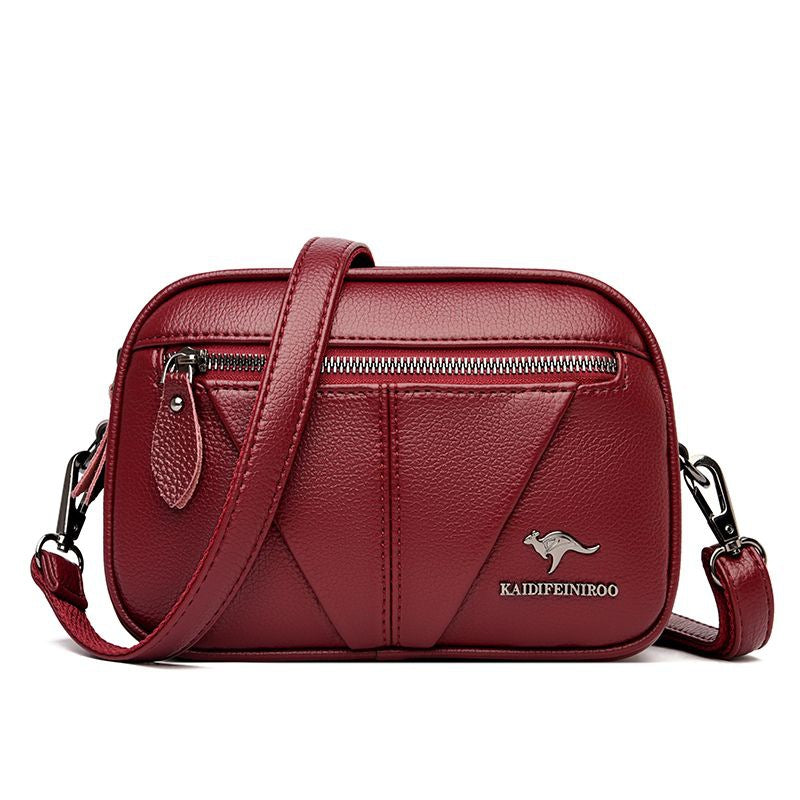 Blødt okselæder Fashion All-match Skulder Crossbody Lille Rund Taske