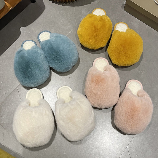 Ladies Autumn And Winter Indoor Plush Warm Cotton Slippers