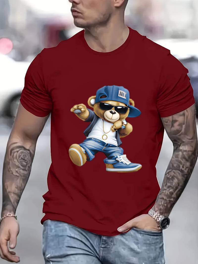 Mens Digital-Print Crew-Neck Short-Sleeve T-Shirt