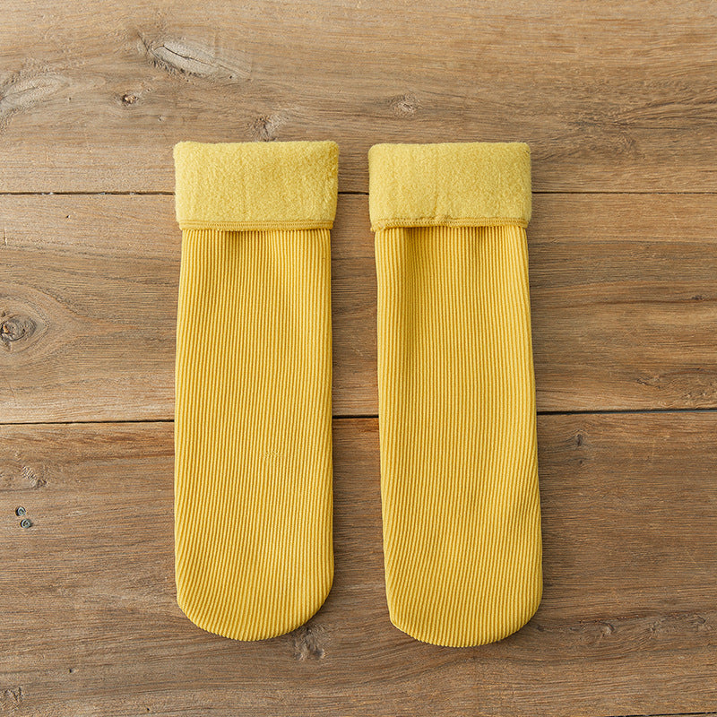 Wool Thickened Women's Medium Tube Solid Color Socks