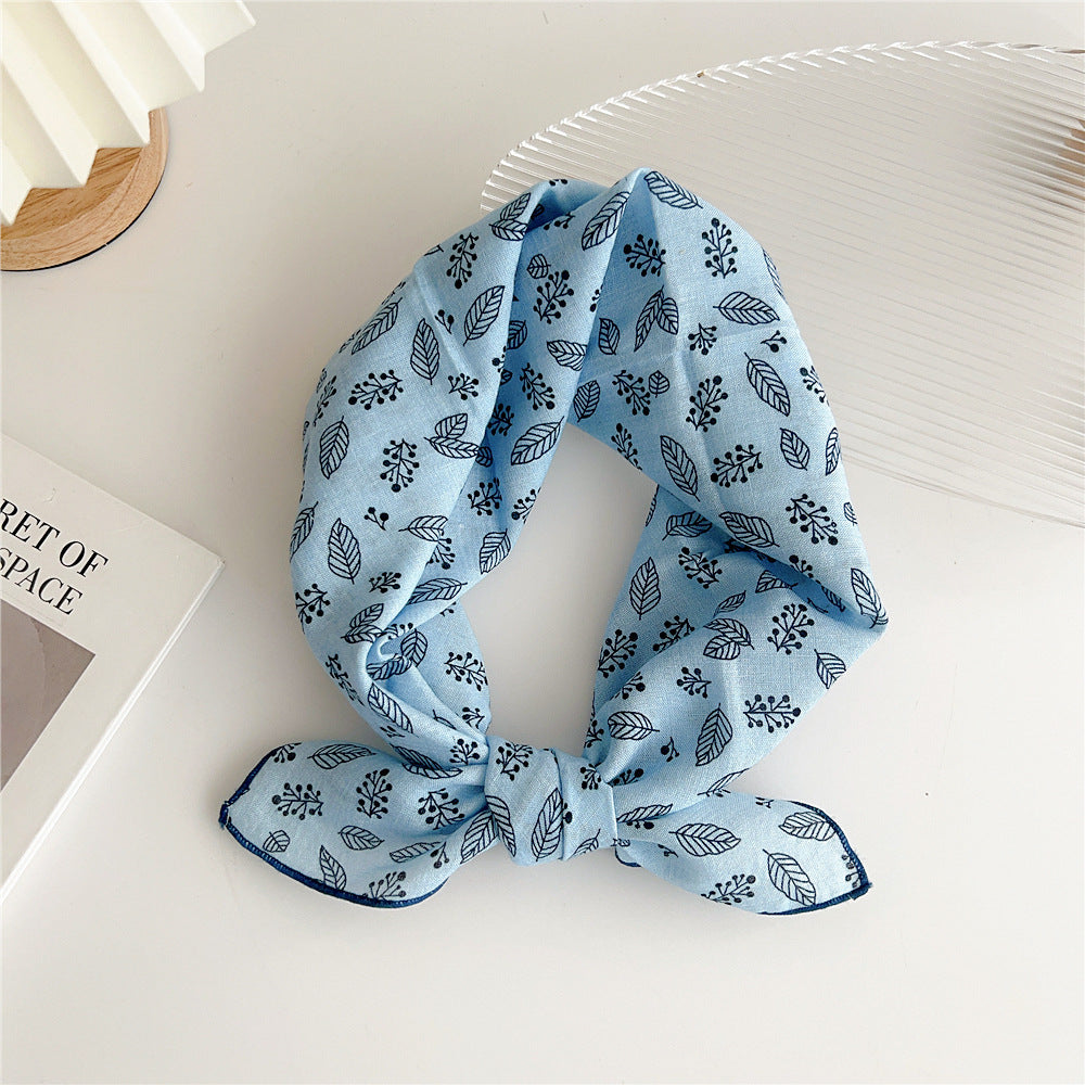 Women's Cotton And Linen Small Square Towel Silk Scarf Artistic All-match Fashion