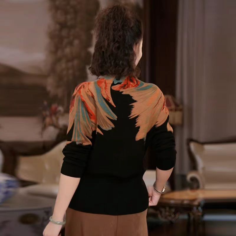 Temperament Floral V-neck Sweater Women Thin Base