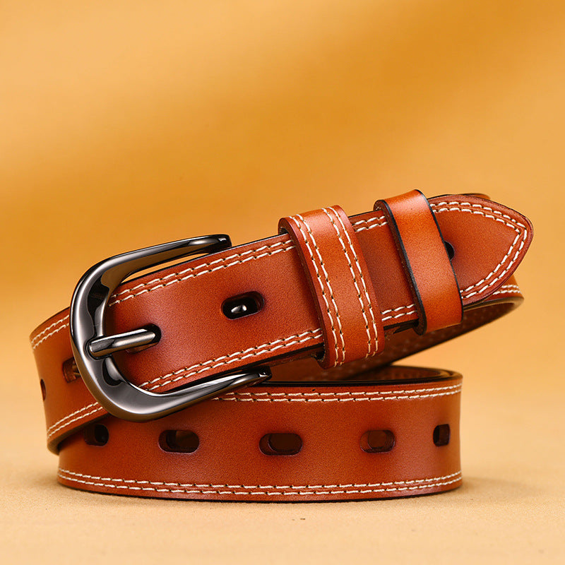 Women's Fine Needle Buckle Versatile Leather Korean Belt