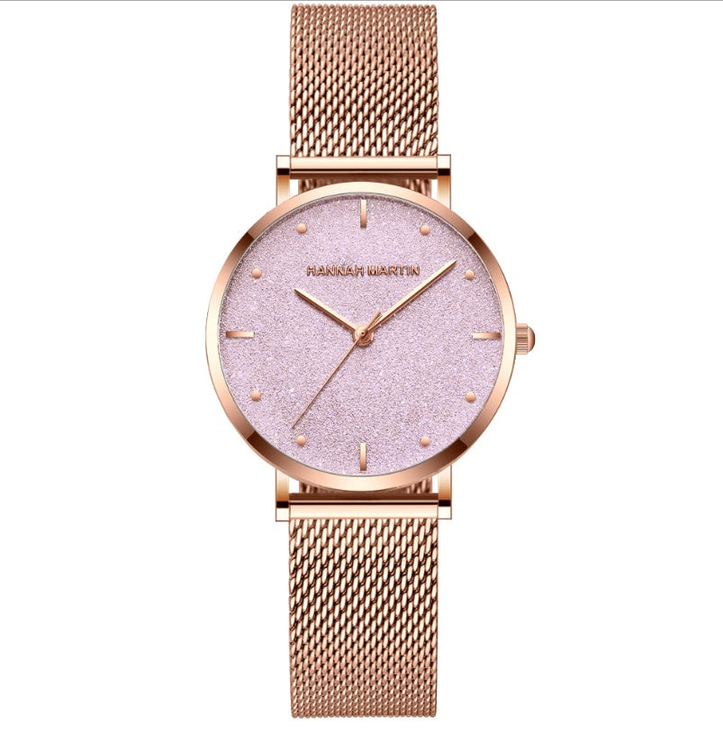 Japanese movement Amazon brand authorized special invoice IP plating quartz watch Ms. waterproof mesh belt watch