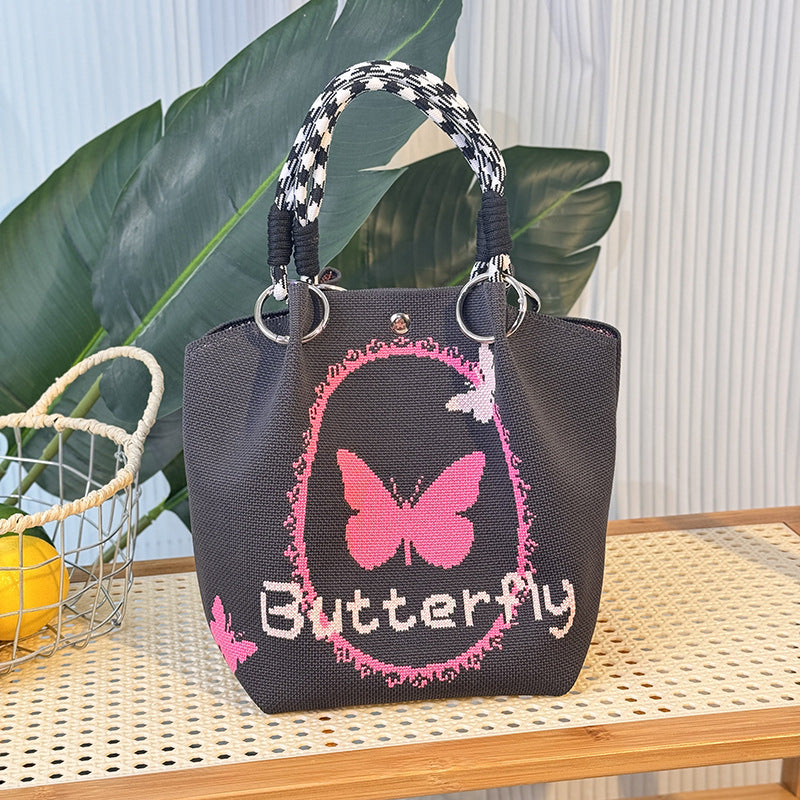 Knitted Buckle Bag Portable Large Capacity