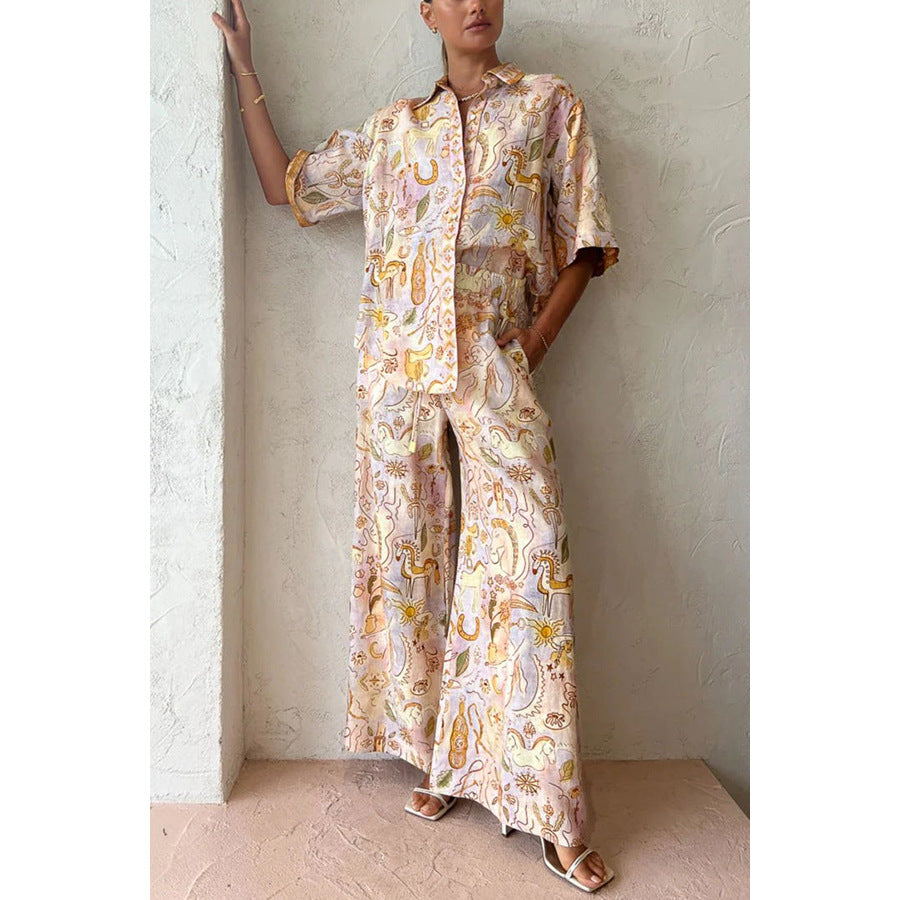 Spring And Summer New Casual Pocket Half Sleeve Suit INS Loose Fashion Women's Wear Two-piece Suit