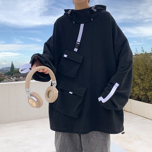 Men's Sweater Multi-pocket Workwear Loose Pullover Coat