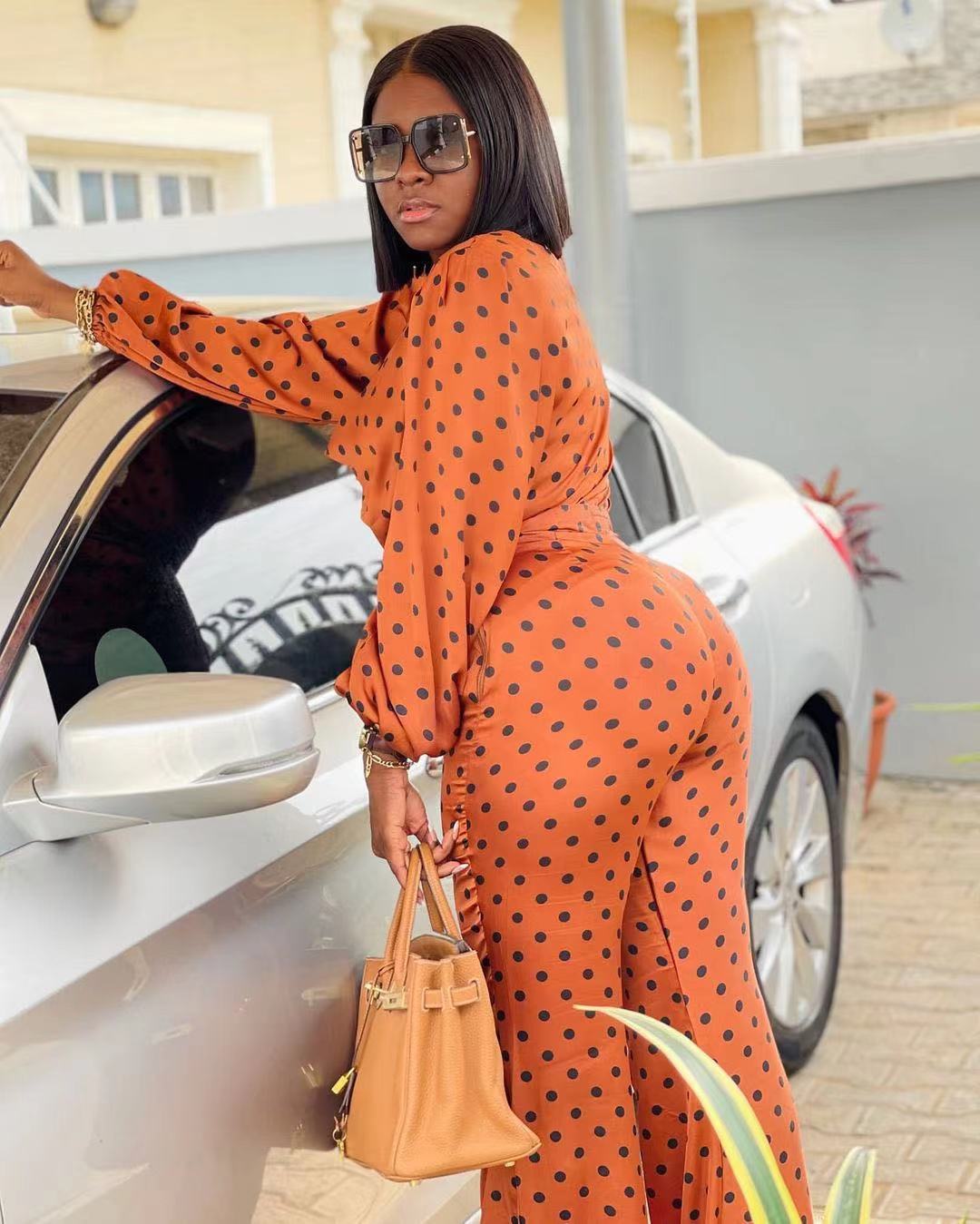 Polka Dot Printed Long-sleeved Trousers Casual Fashion Loose Shoulder Suit