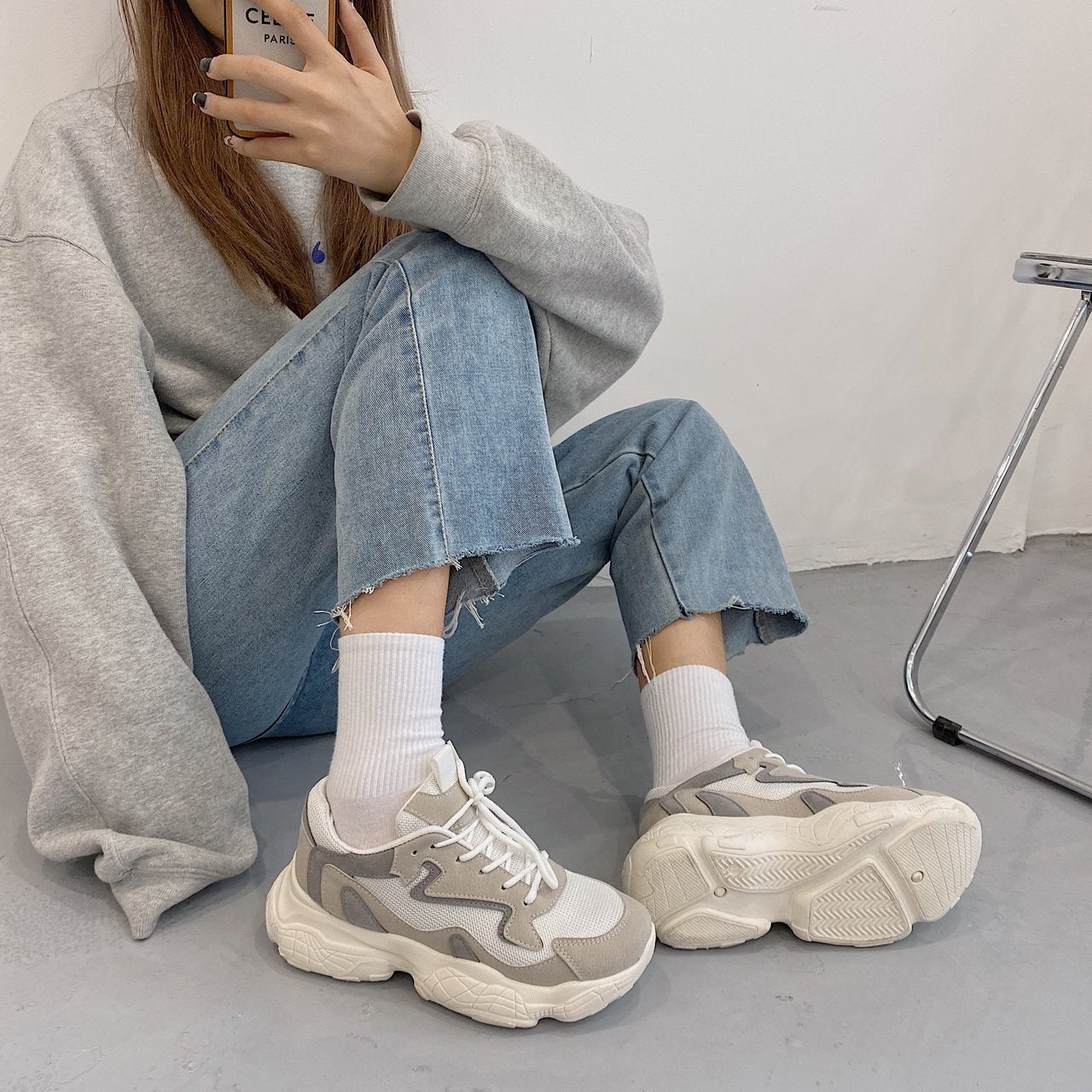 Xiaobai Fried Street Daddy Women's Breathable Thin Net Shoes