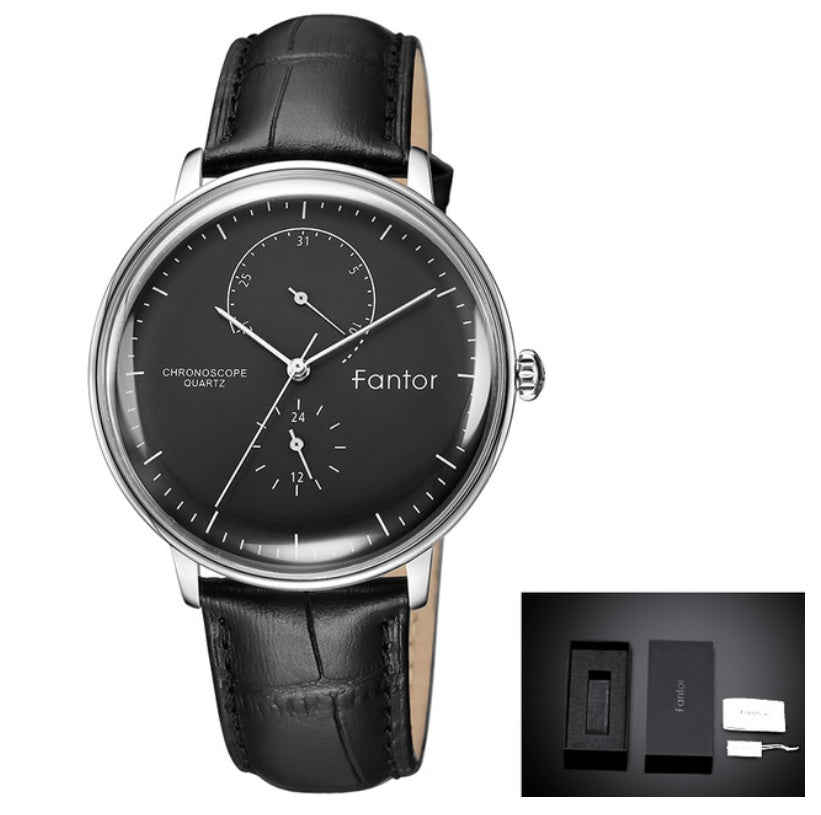 Waterproof super thin men's simple leather watch