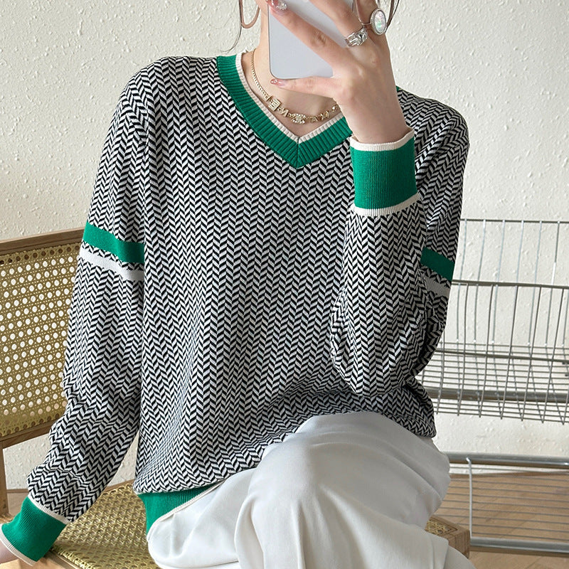 Autumn And Winter Lazy Style Sweater Women's Fashionable Retro Casual Long-sleeved Sweater With Pullover