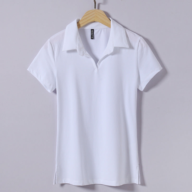 Solid Color Polo Collar Elegant Korean Style Slimming Summer Dress Top