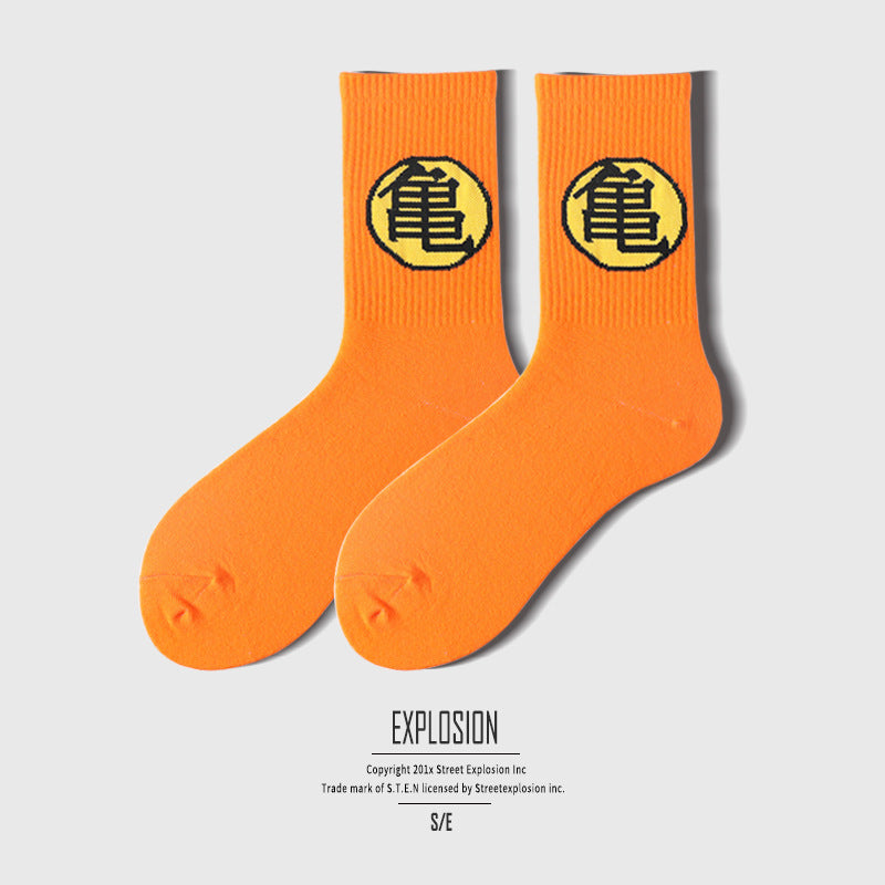 Fashion Brand Dragon Ball Wukong Turtle Mid Tube Cotton Male And Female Stockings