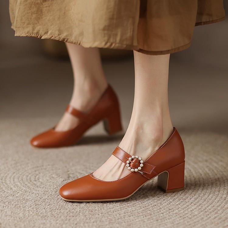 Medium Heel Mary Jane Shoes Retro Small Size 31 High Heels 32 Large Size Shoes