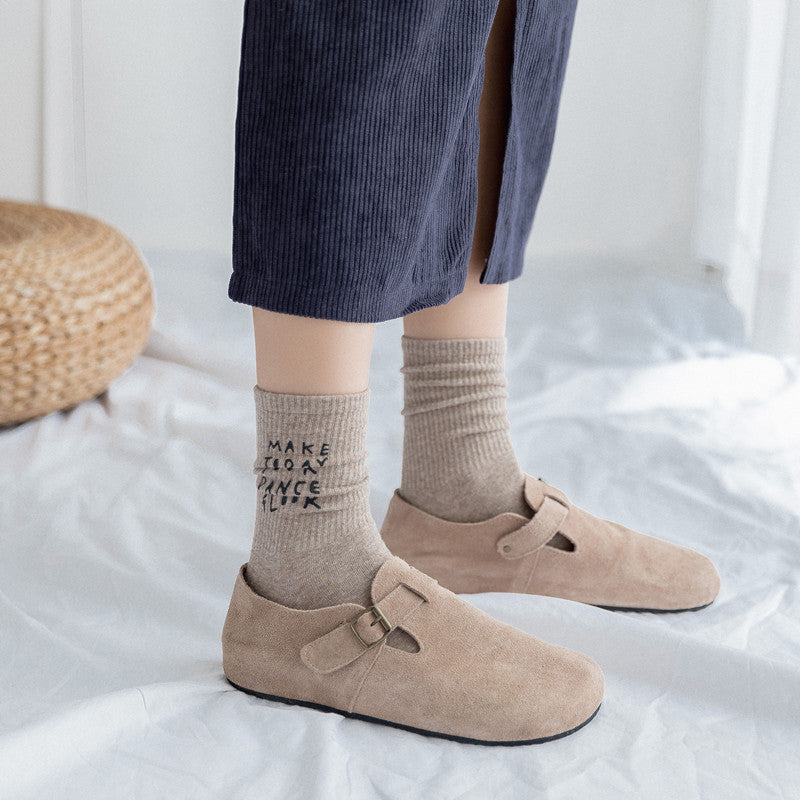 Women's alphabet pile cotton socks