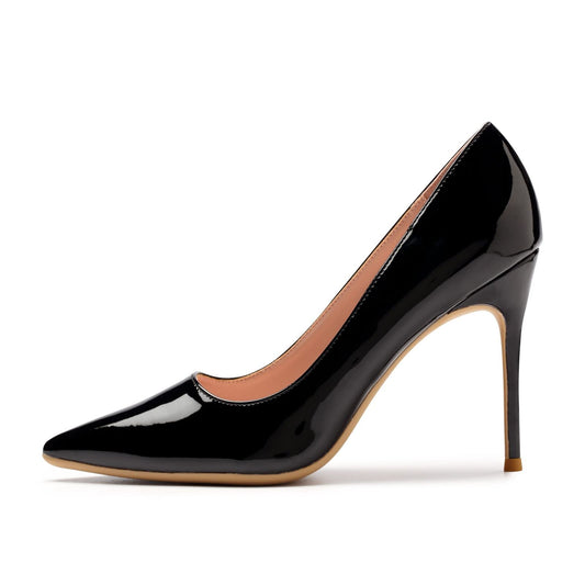 Zhabtuc kvinnor högklackade skor spetsig stängd tå slip on stilettos 10 cm fest bal bröllop klackade skor
