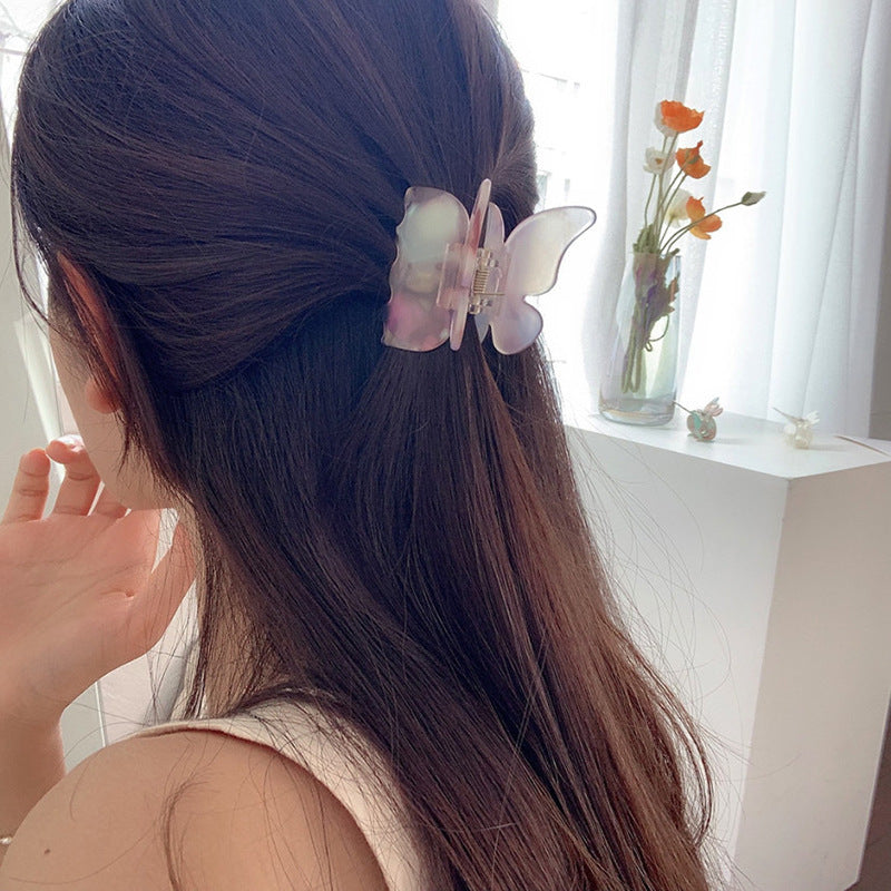 Girls Ins Acetate Butterfly Colorful Grab Clip