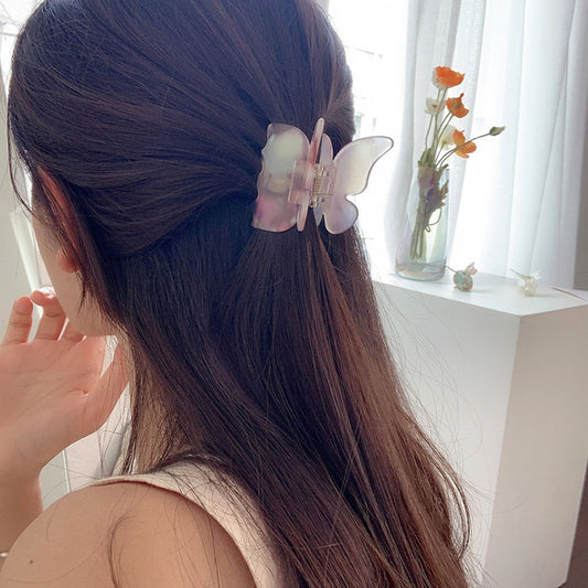 Girls Ins Acetate Butterfly Colorful Grab Clip