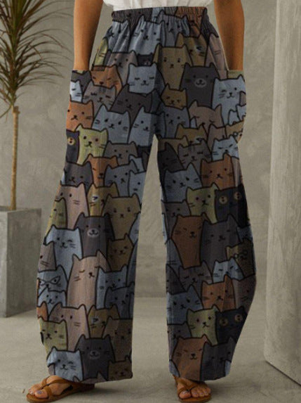 Printed 3D Trendy Irregular Wide-leg Pants